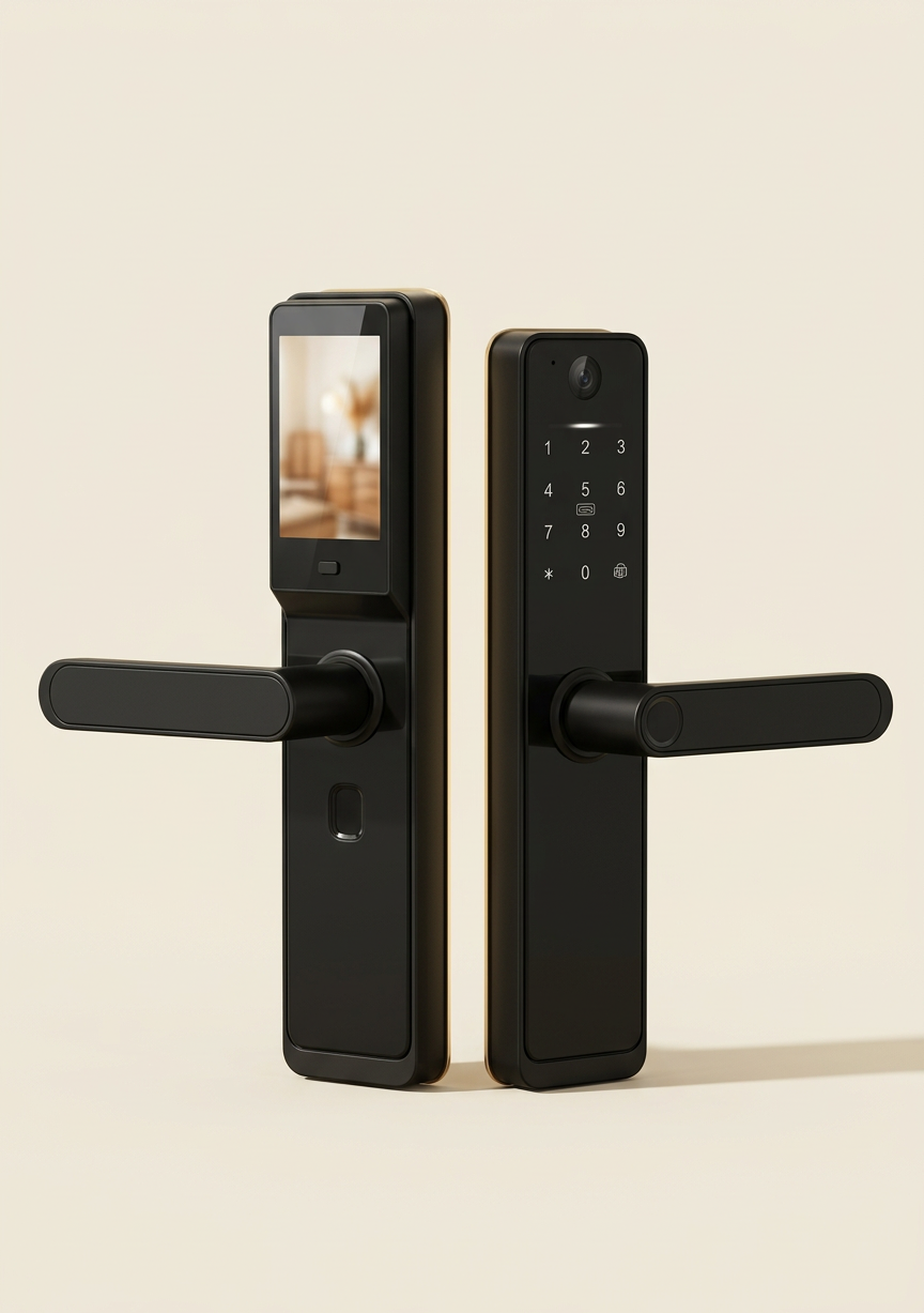 Serrure intelligente GMB S150 à béquet noir mat et écran intérieur